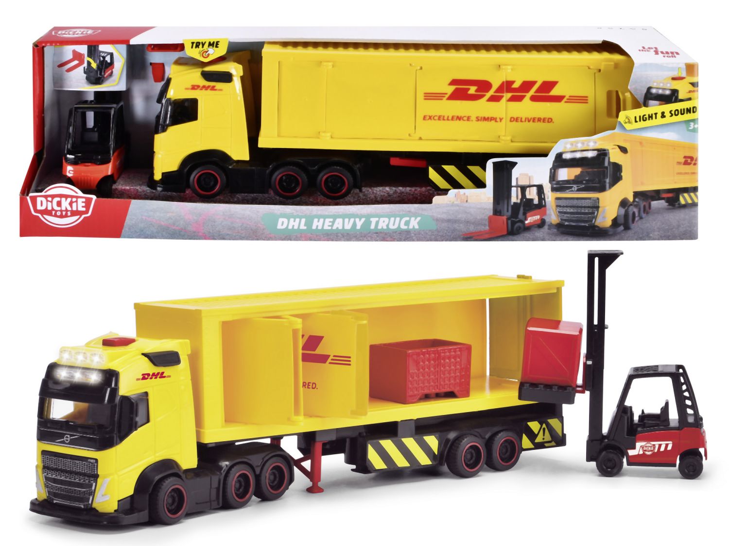 DHL Nákladné auto Volvo FH 16 s vysokozdvižným vozíkom 35 cm